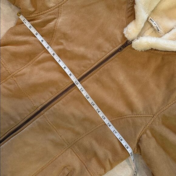 Marvin Richards Women's Genuine Leather Hooded Jacket Size M Faux Fur Lined Tan - Picture 3 of 15